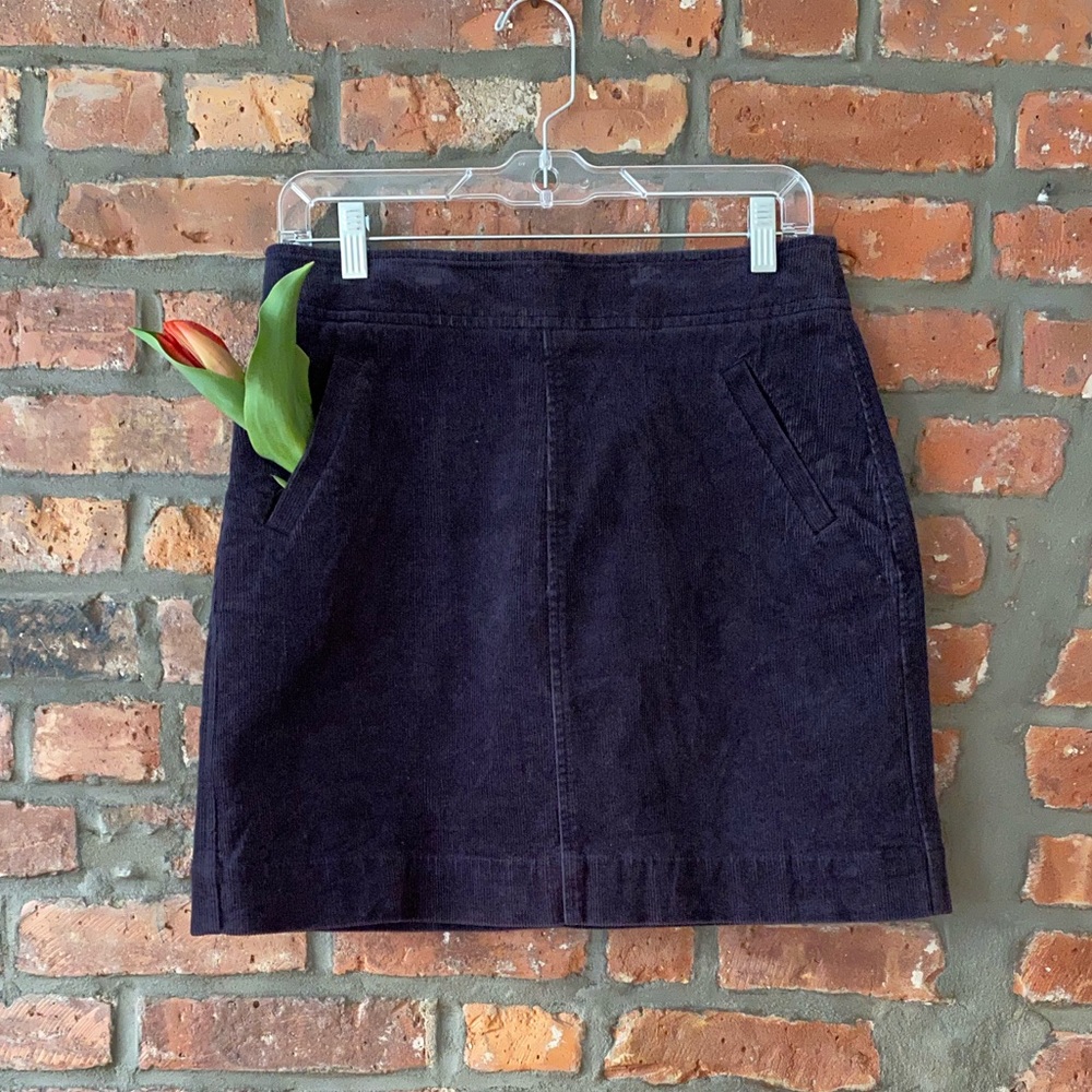 Cute Navy Corduroy Mini Skirt